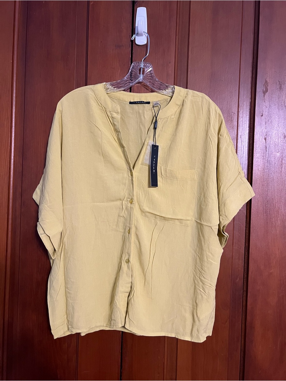 Tahari NWT Mustard Yellow Blouse Size Large